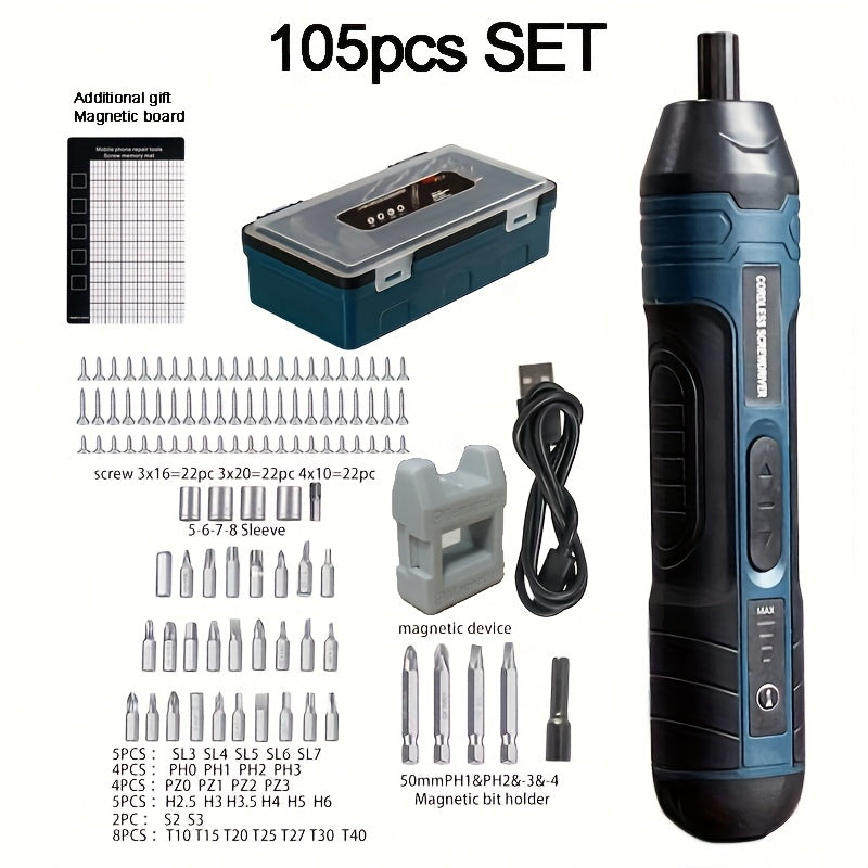 Cordless Electric Screwdriver with 1300mAh Lithium Battery Adjustable Torque and Speed