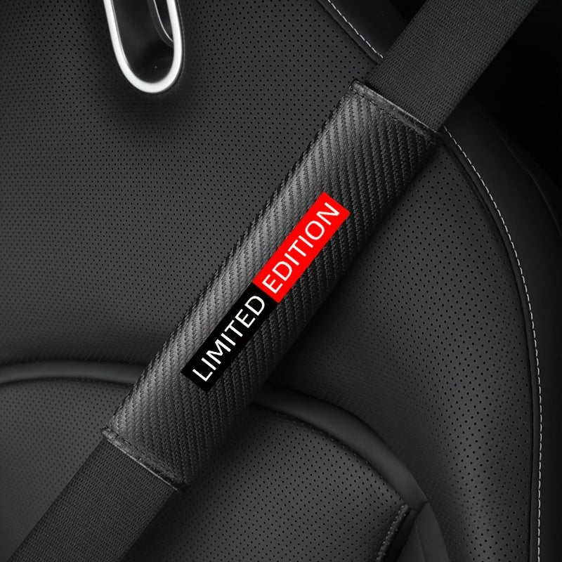 Car Seat Belt Shoulder Pads Carbon Fiber Texted Comfort Easy Install