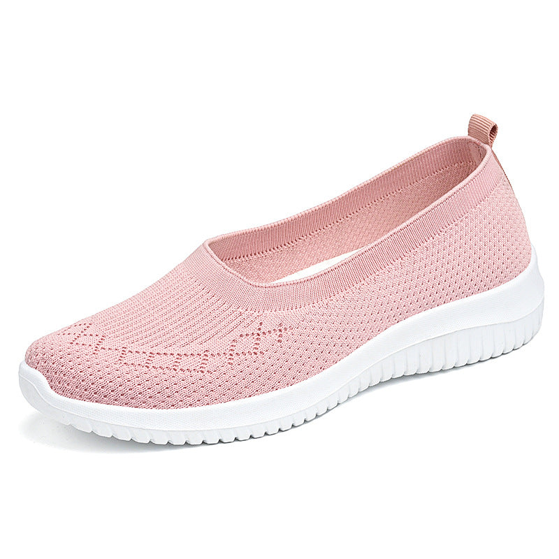 Women's Light Gray Breathable Mesh Slip-On Sneakers with Star Pattern