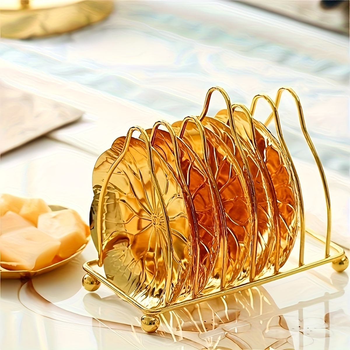 Bandeja de hornear de estilo mármol elegante con detalles en oro de aleación de aluminio para panes y pasteles