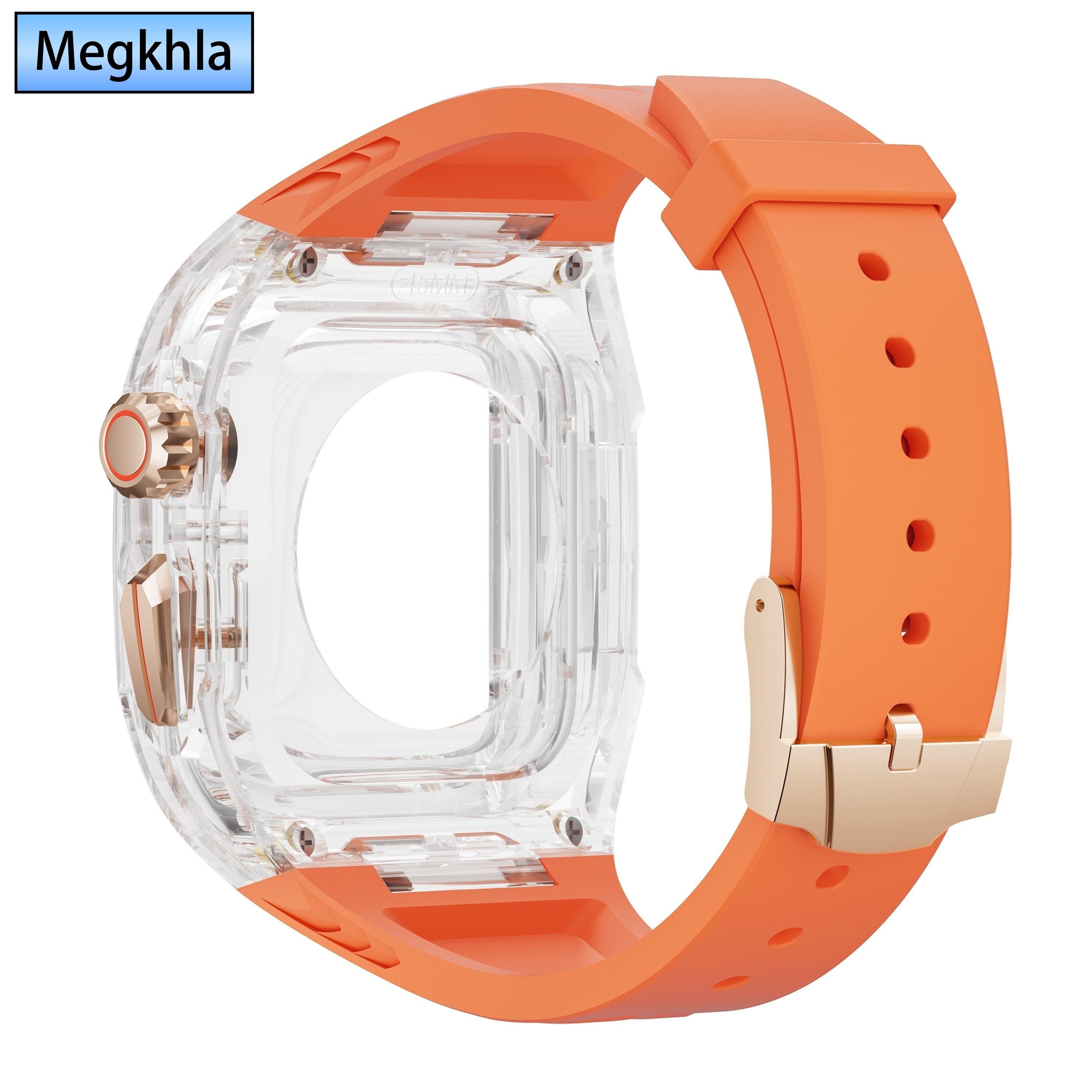 Smartwatch Band TPU Strap with Transparent PC Case for iWatch 9 8 7 6 5 4 SE 44mm 45mm Sport Business Banquet