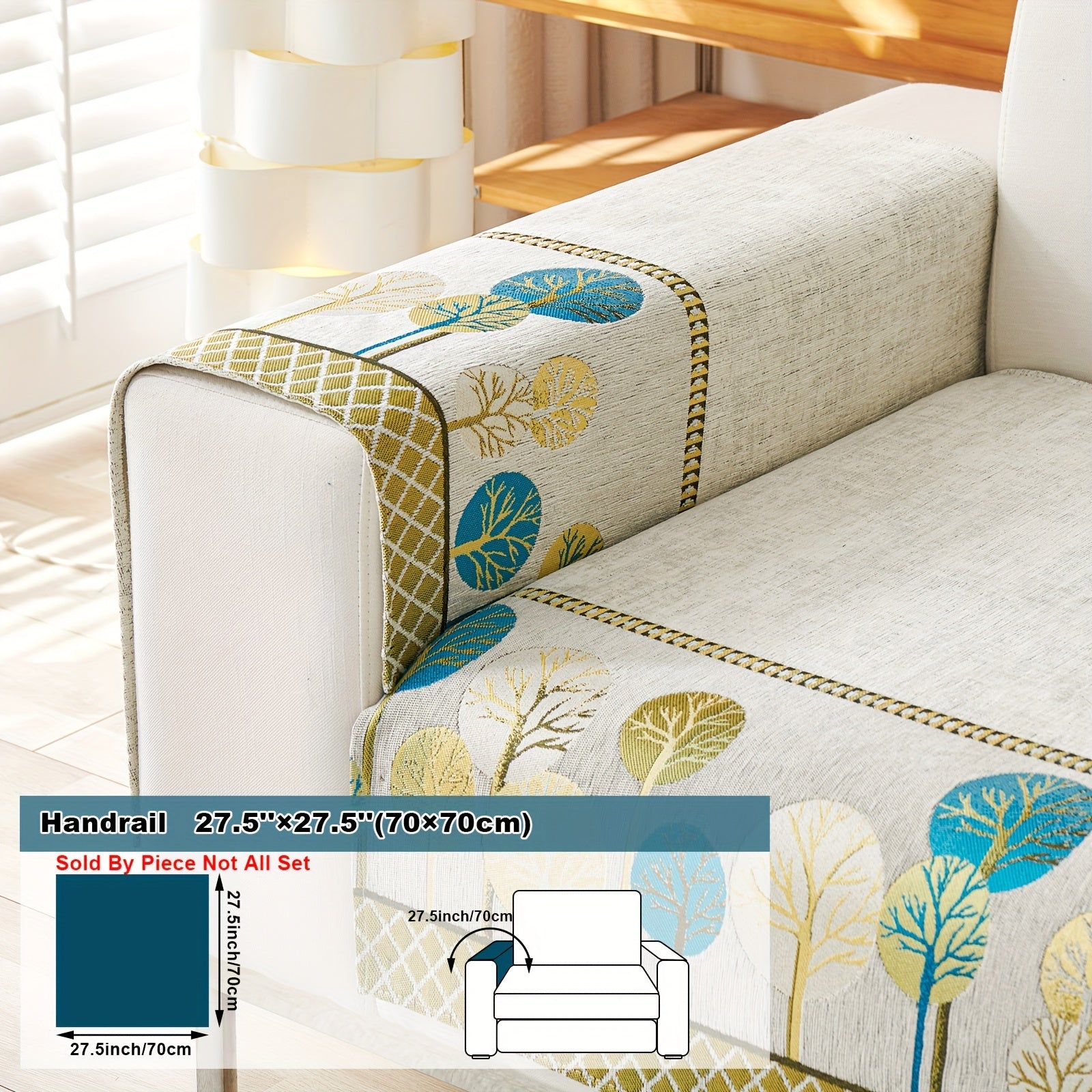 Boho Style Sofa Cushion with Moon and Tree Design Chenille All-Season Pet-Friendly Soft Modern