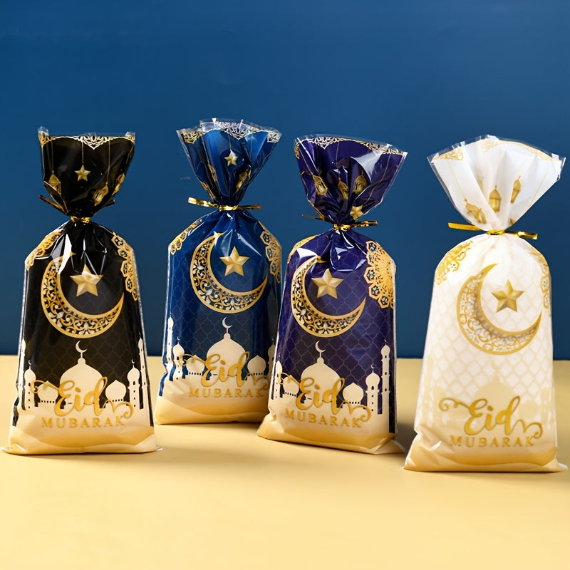 Eid Mubarak Candy Bags Set of 25 50 or 100 Black White Blue Plastic Ramadan Eid Decorations