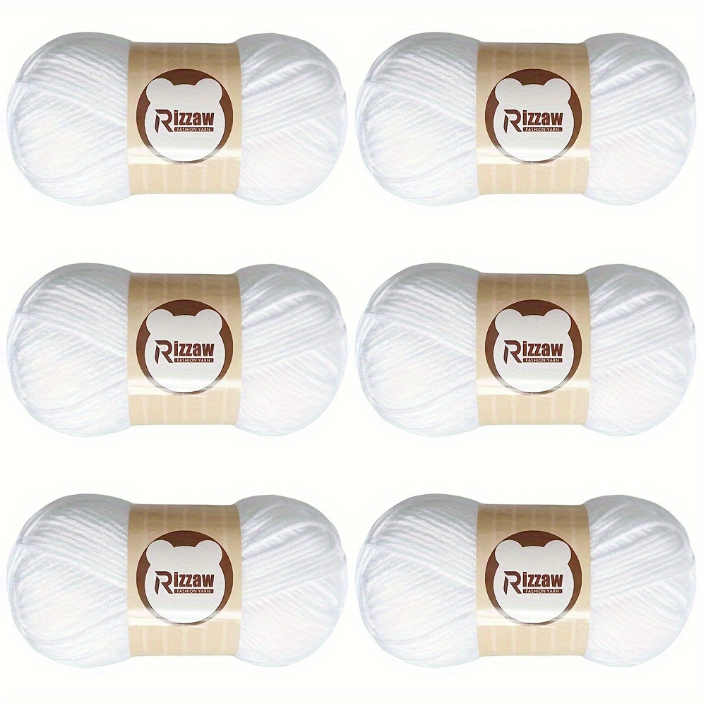 6 Pieces of 50g Soft Acrylic Yarn for Crocheting and Knitting, Assorted Colors