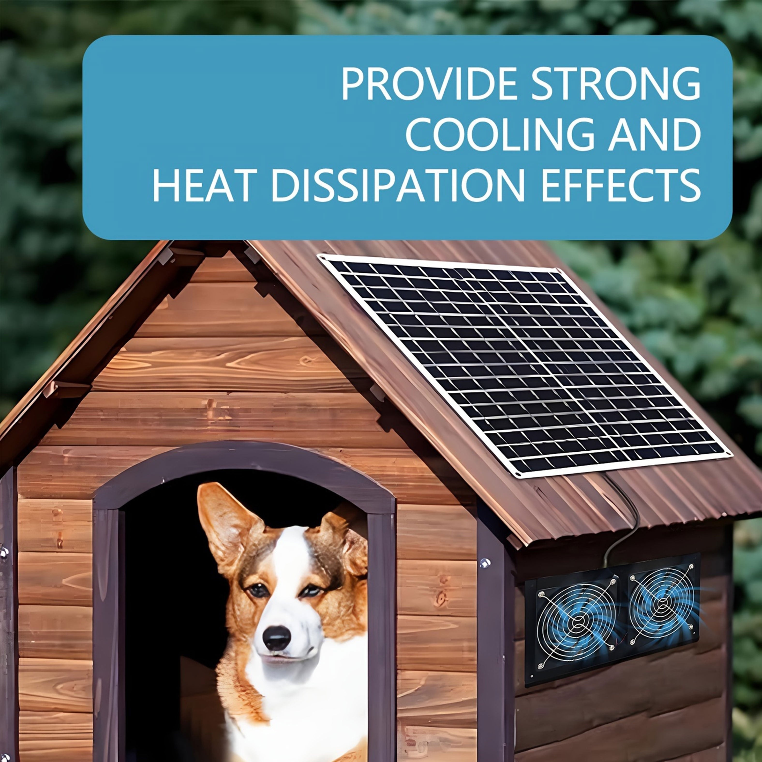 Panel solar de 15W con 2 ventiladores de escape de alta velocidad para áticos, cobertizos, caravanas y gallineros