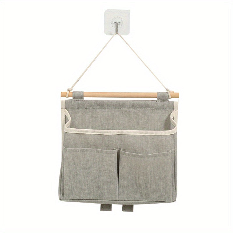 Wall-Mounted Ramie Cotton Hanging Bag for Kitchen Bathroom Closet Storage