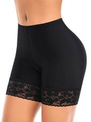 Women's Seamless Lace Boyshorts for Chafing Prevention Solid Color Nylon Spandex