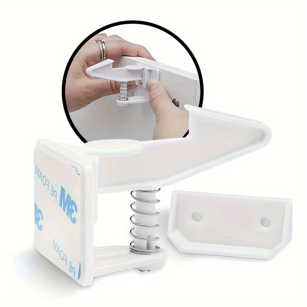 Set of 10 Child Safety Cabinet Locks Sticky Drawer Latches No Drilling Black White