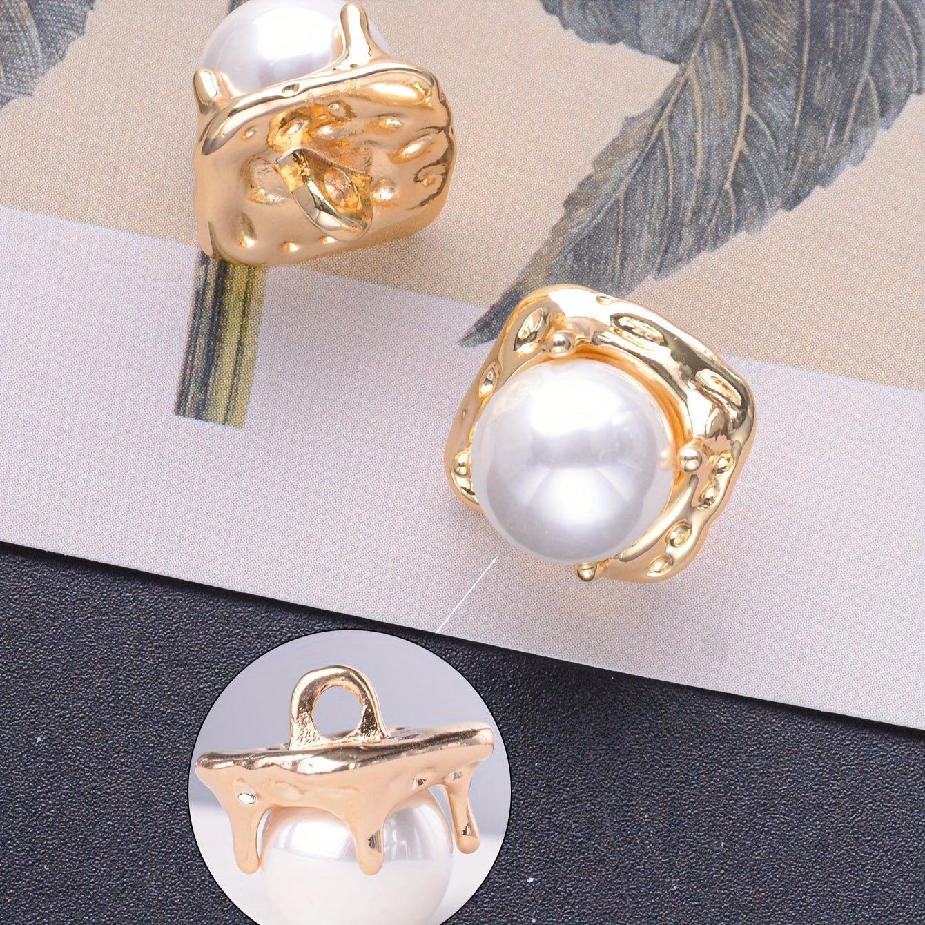 6 ta Vintage Marvarid Tugmalar to'plami - Sviterlar, Blazerlar, Palto va DIY Moda Loyihalari uchun Zamonaviy Metall Bezaklar. Kiyim-kechak, 3D Qo'l san'atlari, Sumkalar, Shlyapalar va Gullar uchun ideal.