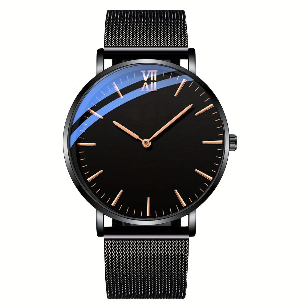 Men's Leather Quartz Watch with Classic Design