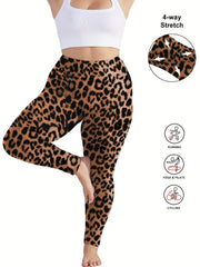 Plus Size Women's High-Waist Cropped Leggings Tummy Control Green Summer Activewear