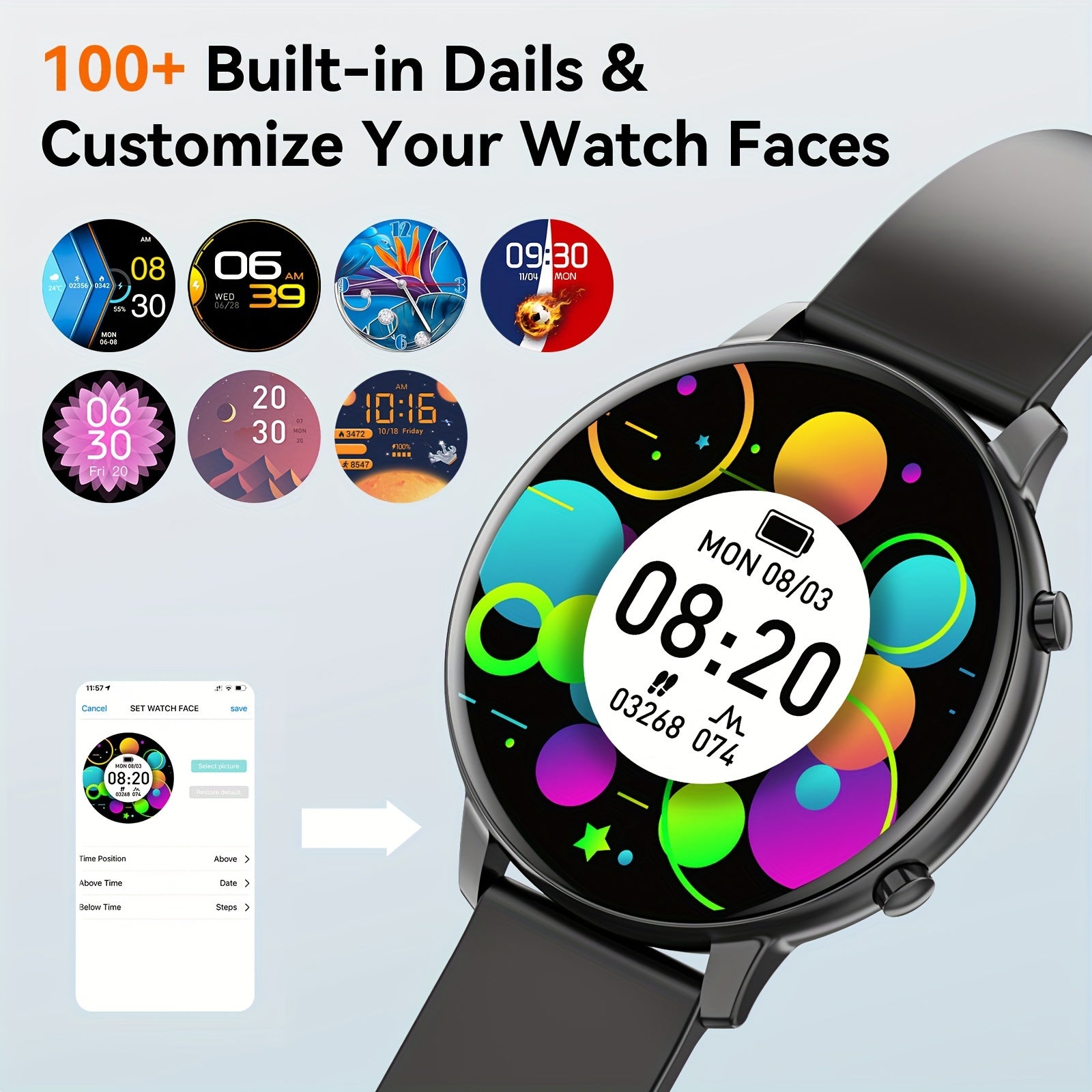 Smartwatch for Women Men 1.39 Inch HD Display 100+ Sports Modes Waterproof IP67