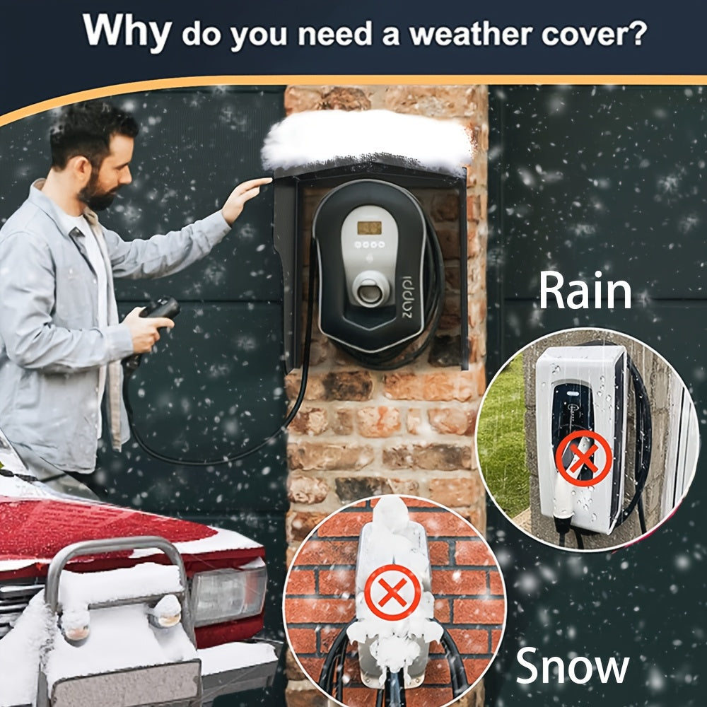 Universal Weatherproof Wall-Mounted Level 1 EV Charger Cover Rain Snow Resistant Outdoor Charging Box