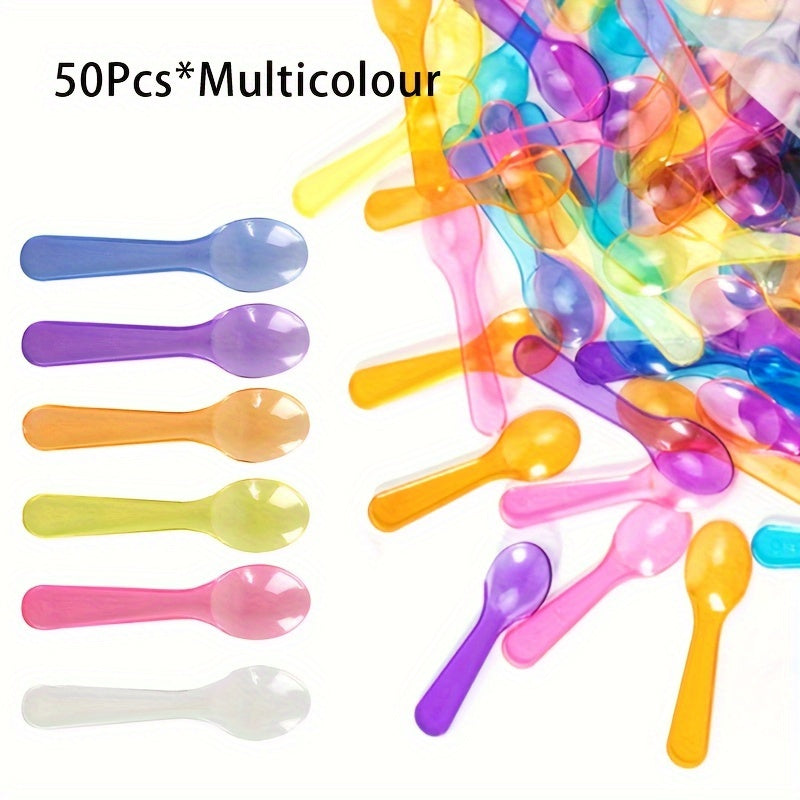 Vibrant Disposable Plastic Spoons for Yogurt Ice Cream Desserts See-Through