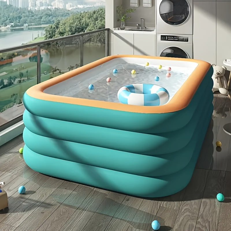 Piscina inflable grande para familias con 4 aros, resistente y duradera de PVC para exteriores