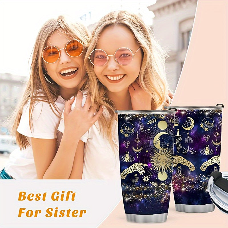 20oz Stainless Steel Tumbler with Stars and Moon Design for Travel and Office