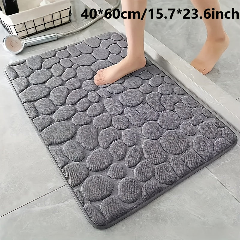 Memory Foam Bath Mat Non-Slip Pebble Design Absorbent Soft Colorful