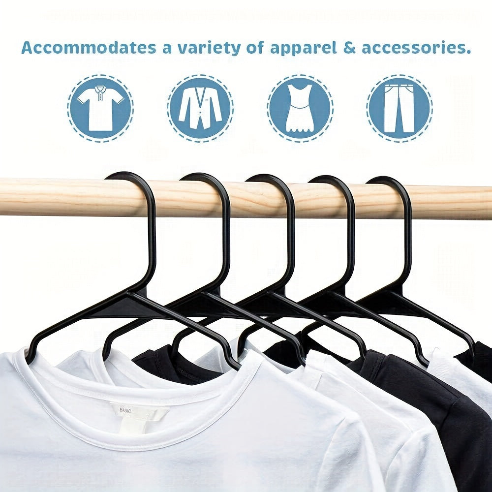Set of 10 Non-slip Plastic Clothes Hangers Black White Space-saving Household Racks
