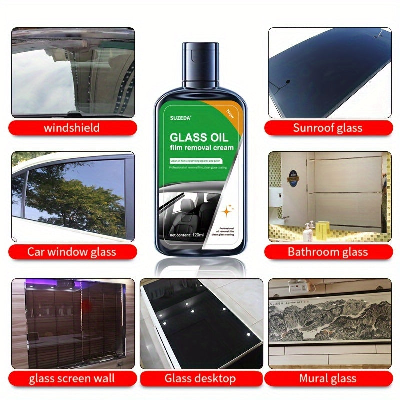 Windshield Cleaner Oil Film Remover Kit with Glass Cleaning Tool and Water Stain Remover for Car Windows and Mirrors