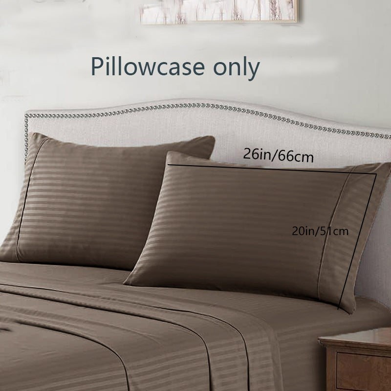 Striped Pillowcases Soft Breathable Woven Polyester Machine Washable Lightweight 90gsm