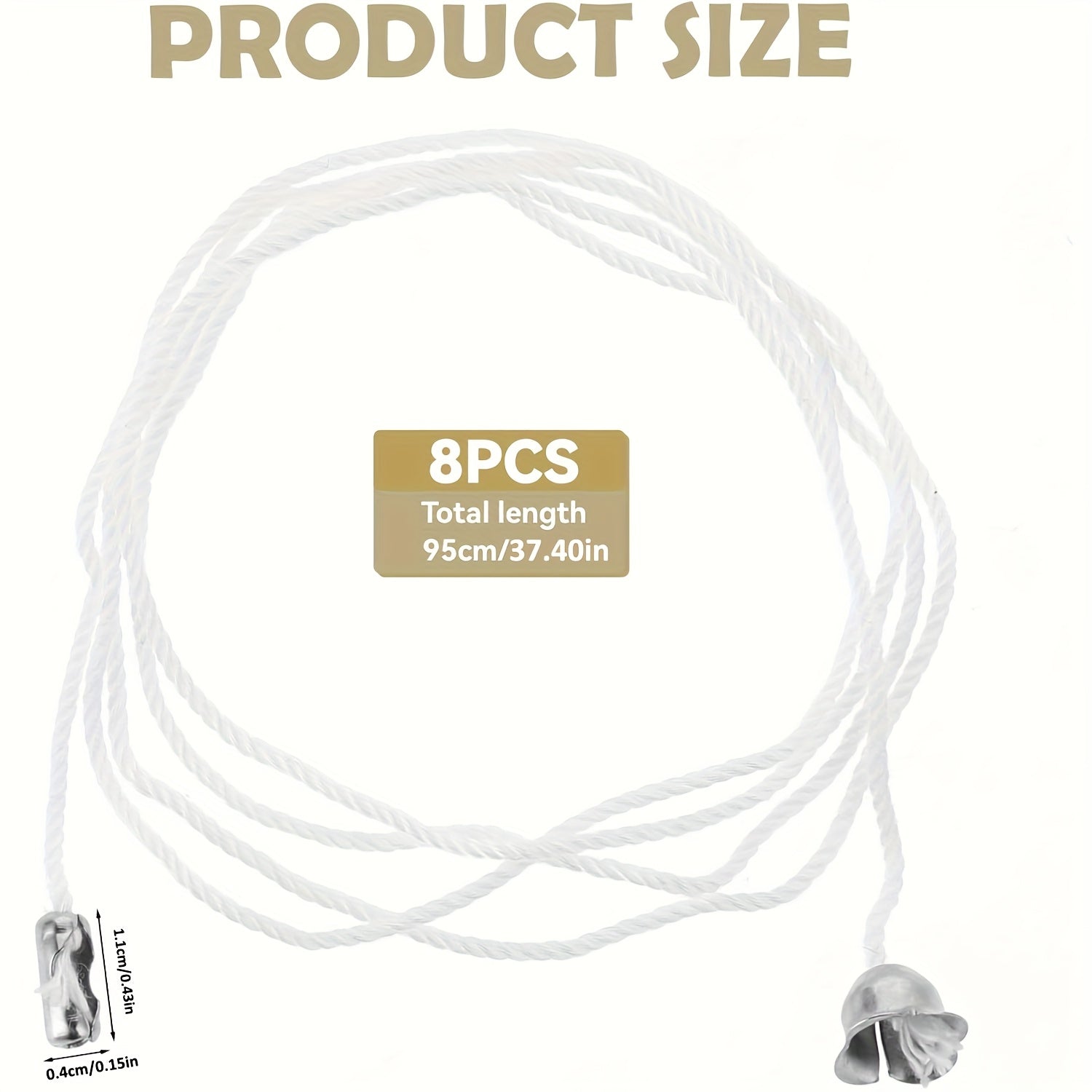 8 Pack White Nylon Ceiling Fan Pull Chain Extenders with Metal Connectors for Lights and Fans