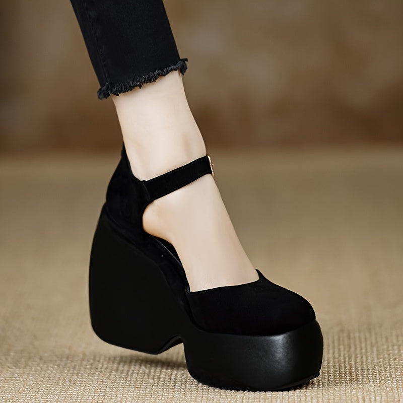 Women's Chunky Platform High Heel Sandals Black Summer Casual Formal