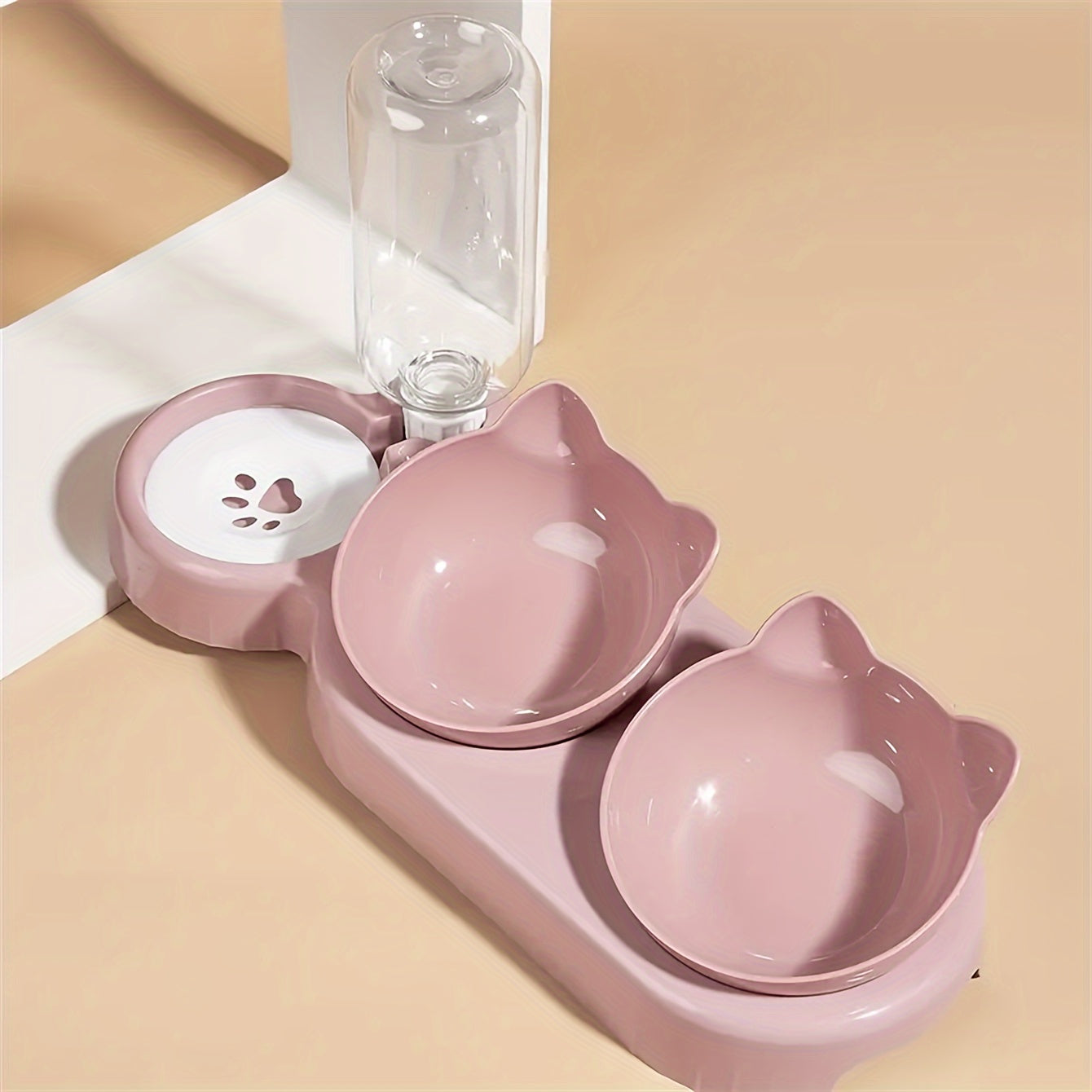 Elevated Double Pet Bowl Set with Automatic Water Feeder and Gravity Water Bottle