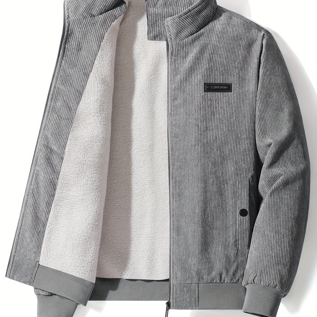 Erkaklar uchun tasodifiy korduroy turli xil ko'ylak, cho'ntaklari bilan, zamonaviy mo'ynali bomber ko'ylagi, tashqi kiyim uchun