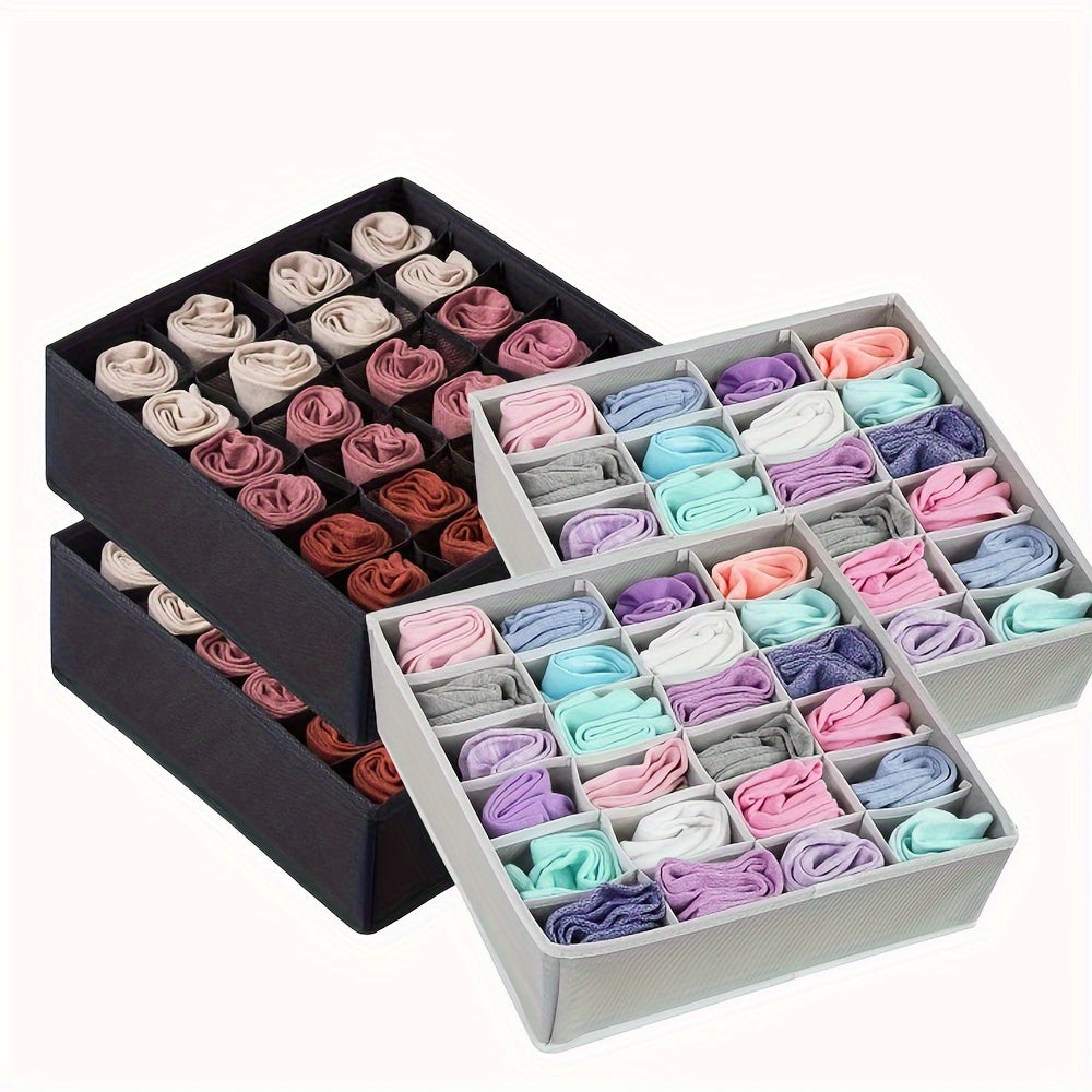 Drawer Organizer with 24 Grids Collapsible Closet Divider for Socks Underwear Ties