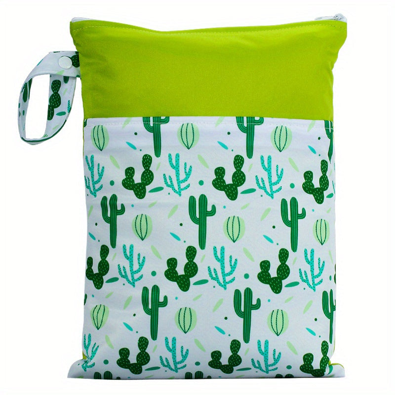 Reusable Waterproof Wet Bag with Double Pockets Cloth Handle 24.99x35cm