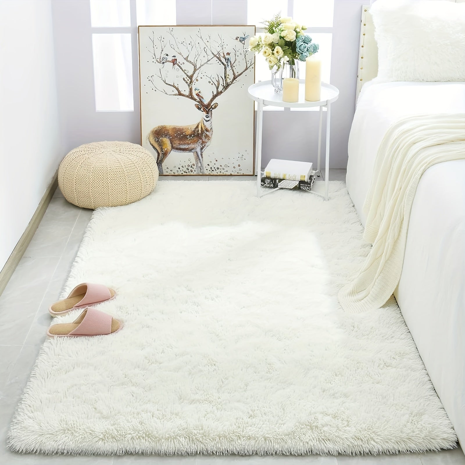 Thick Shag Area Rug Plush Fuzzy Carpet Non-Slip Soft Furry for Living Room Bedroom