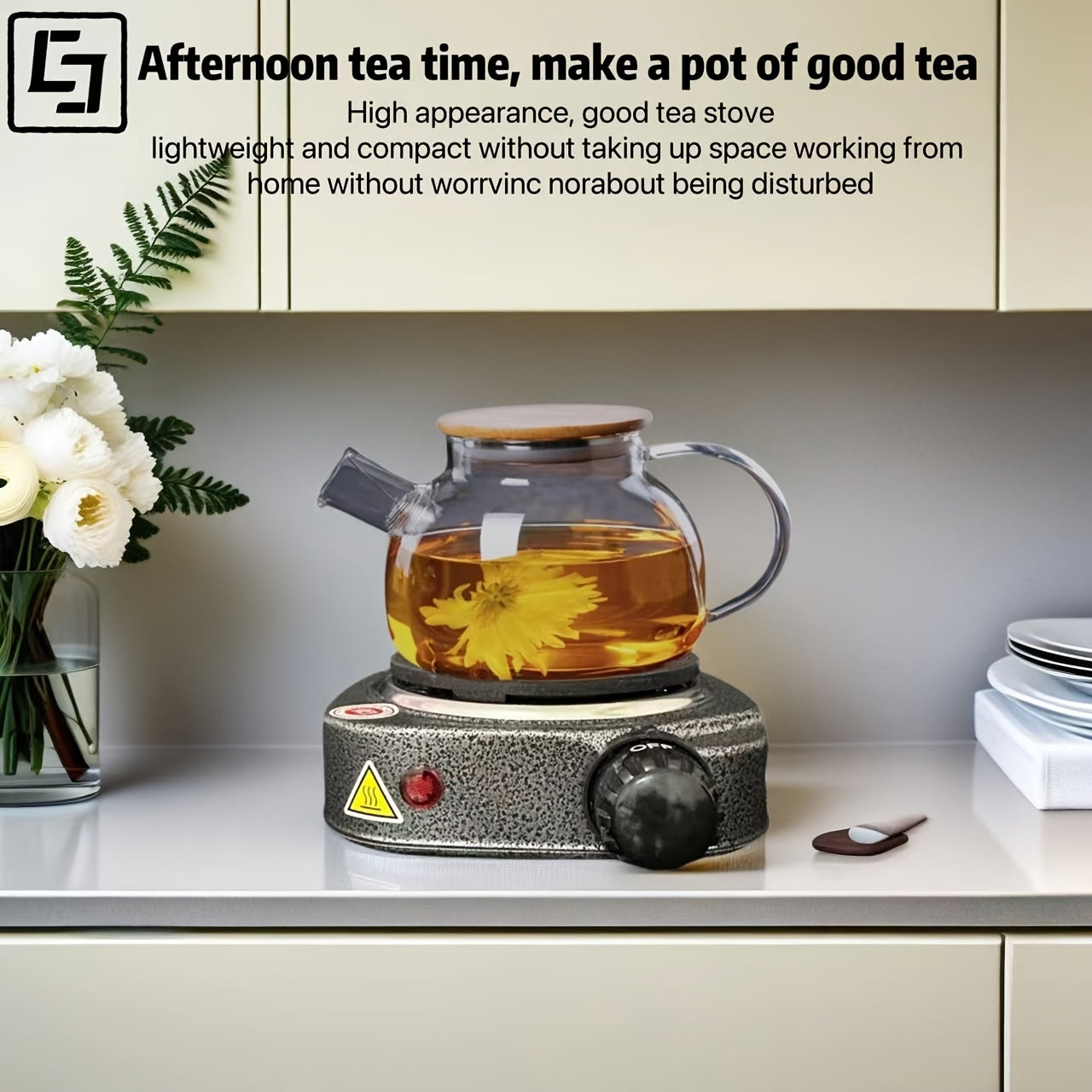 Портативный электрический нагревательный коврик с 5 уровнями мощности, чугунная плита, экономичный дизайн для кофе, чая, мока, компактный 220-240В