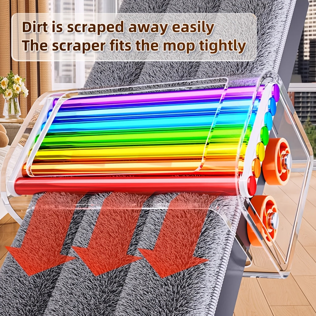 Yomgʻirli tekis mop toʻplami, 4 ta qayta ishlatiladigan mato bilan, yogʻoch, plitka, laminat pol uchun