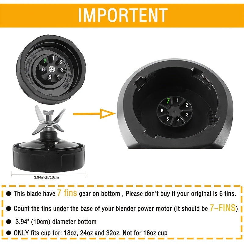 Stainless Steel Blender Blade Assembly for Nutri Ninja Auto iQ Blenders 7 Fins