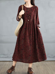 Chic vintage gullar bilan bezatilgan uzun yengli, dumaloq bo'yinli, A-siluetli, cho'ntakli, cho'zilmaydigan mato, ko'cha uslubi, keng kesim, ingichka ko'rinish. Faqat qo'l bilan yoki quruq tozalash.