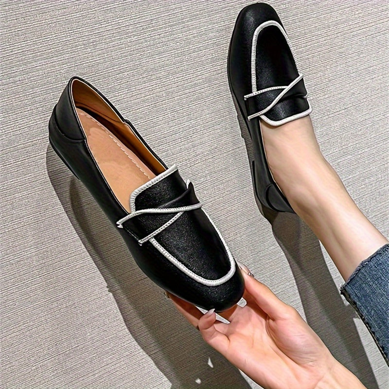 Women's Flat Shoes Slip-On Square Toe Lightweight Solid Color Casual