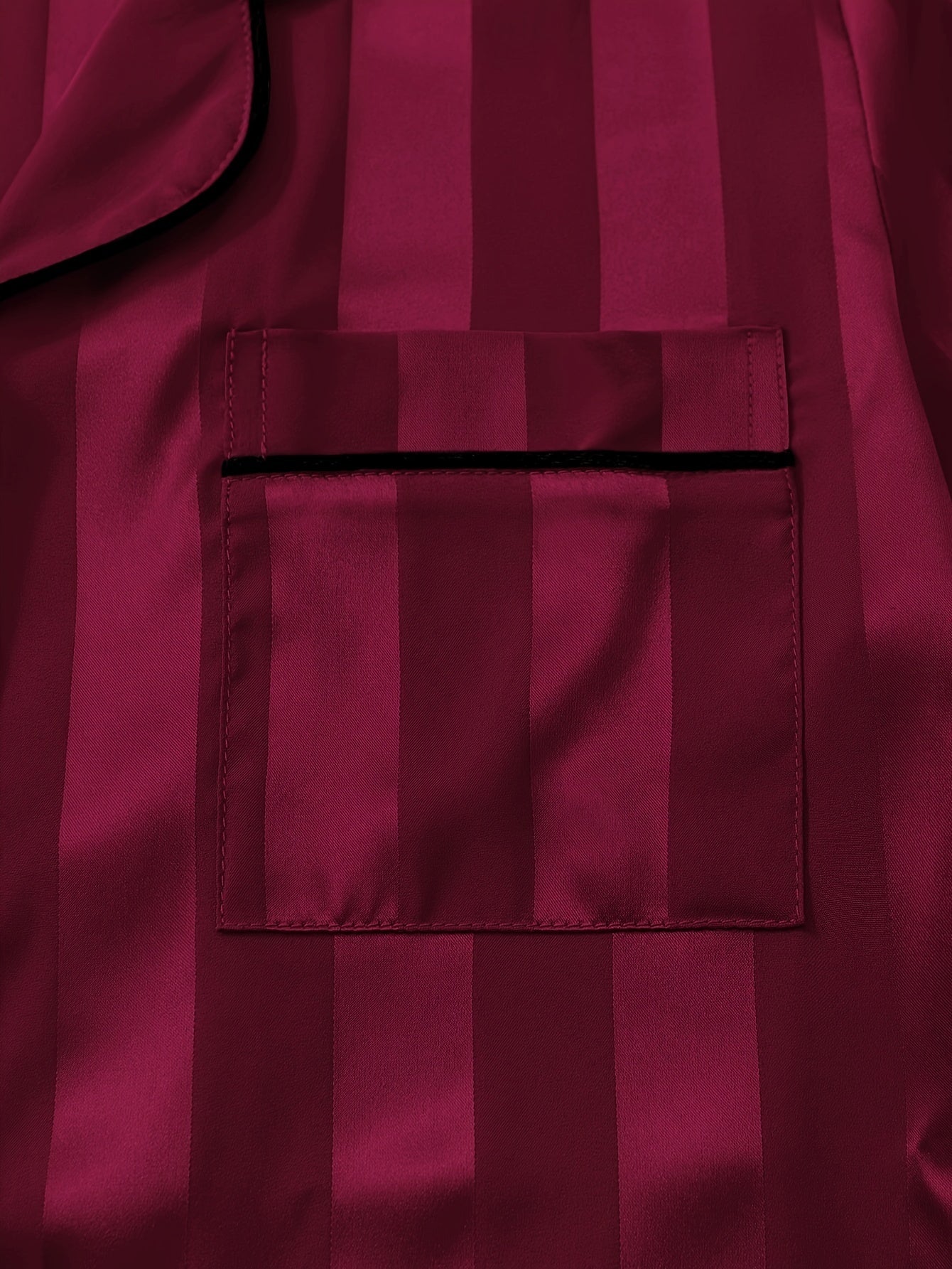 Women's Satin Pajama Set with Striped Long Sleeve Top and Lounge Pants Sleepwear Loungewear