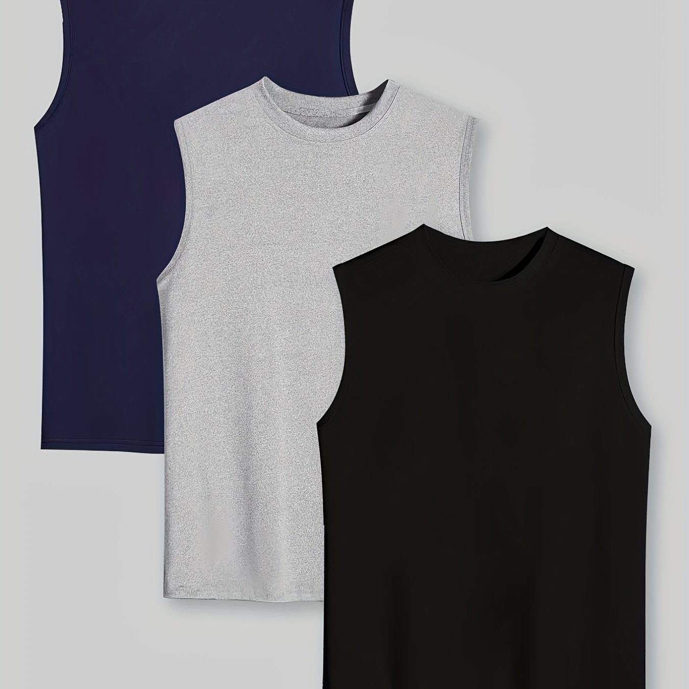 Adult Crew Neck Vest with Collar in Solid Colors Polyester Knit