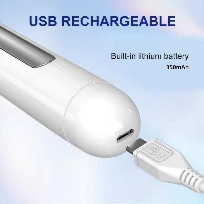 9 ta intensivlik darajasi va orqa, bo'yin va belni yengillashtirish uchun almashtiriladigan boshli quvvatlanadigan massaj qalam. USB quvvatlanishi va 350mAh litiy polimer batareyasi mavjud.