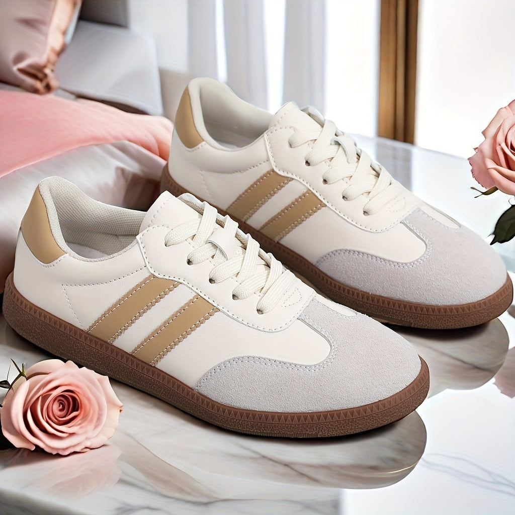 Women's Colorblock Lace-Up Sneakers with Soft Platform Sole for Casual Walking
