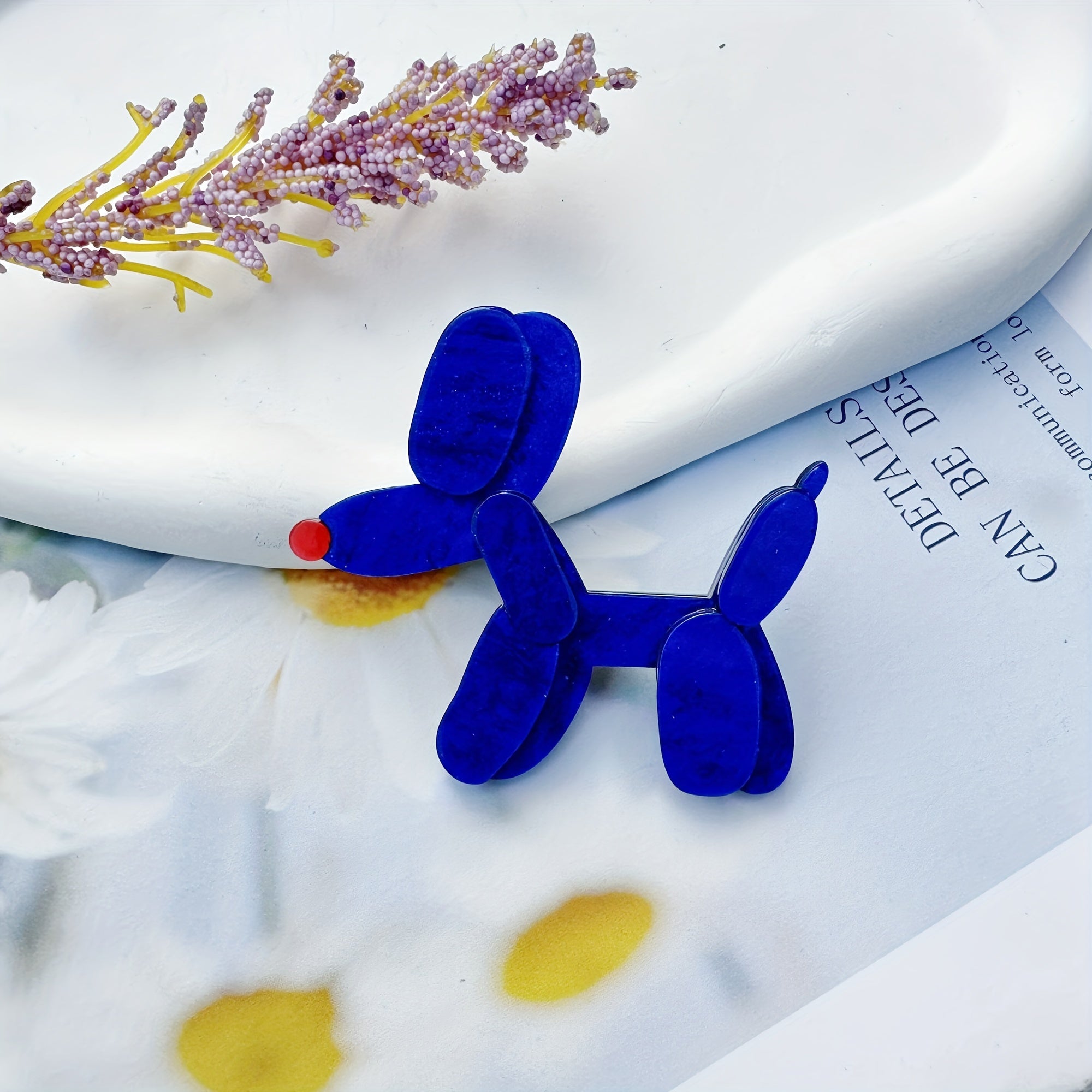 Handmade Acrylic Animal Brooch Pin Cartoon Dog Shape for Apparel Bags Accessories