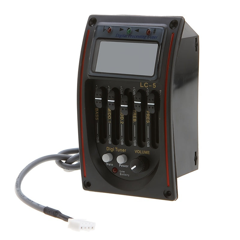 5-Band EQ Guitar Bass Preamp with LCD Tuner Piezo Pickup for Acoustic Sound