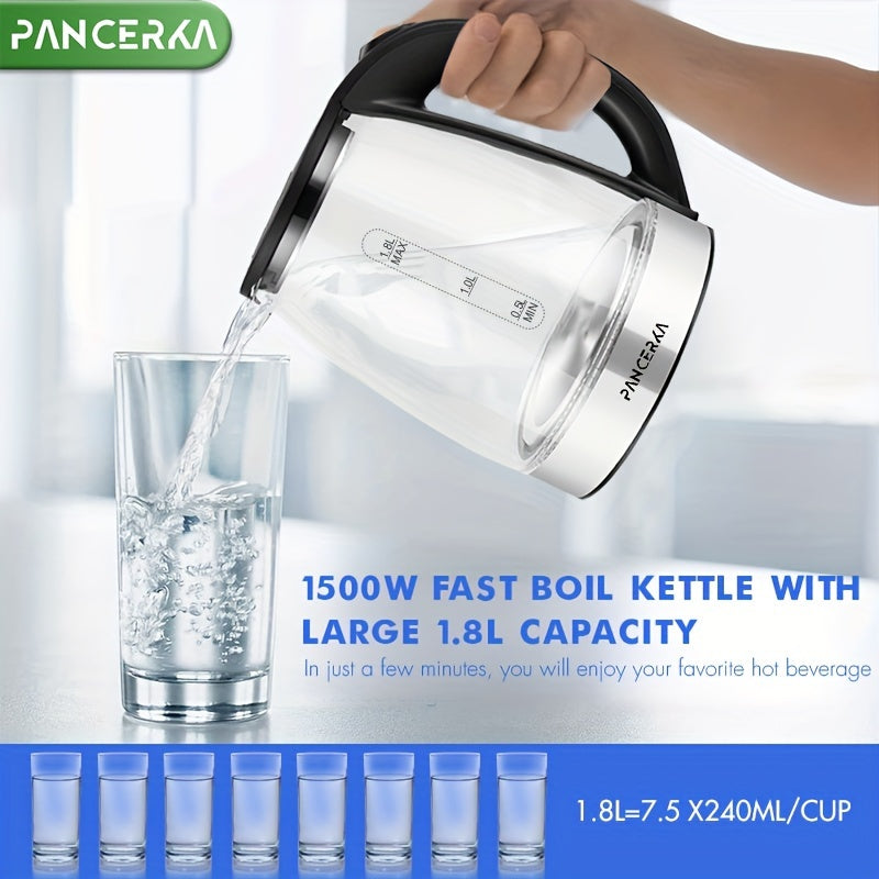 Electric Kettle 1.8L Glass LED Illumination Auto Shutoff Boil-Dry Protection 220V