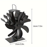 7-Blade Aluminum Stove Fan for Fireplace Wood Burner Heat Powered Blower