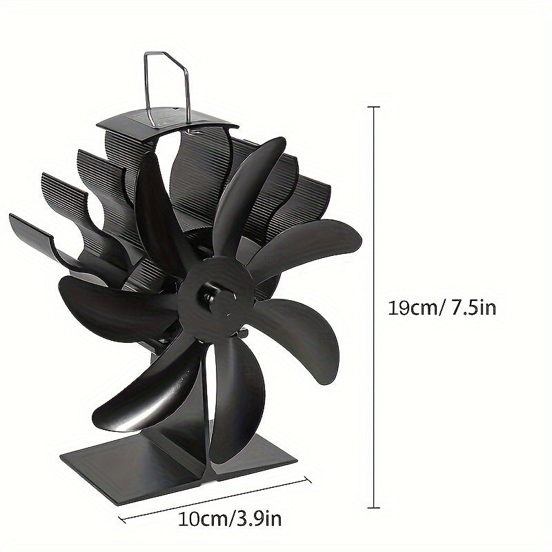 7-Blade Aluminum Stove Fan for Fireplace Wood Burner Heat Powered Blower
