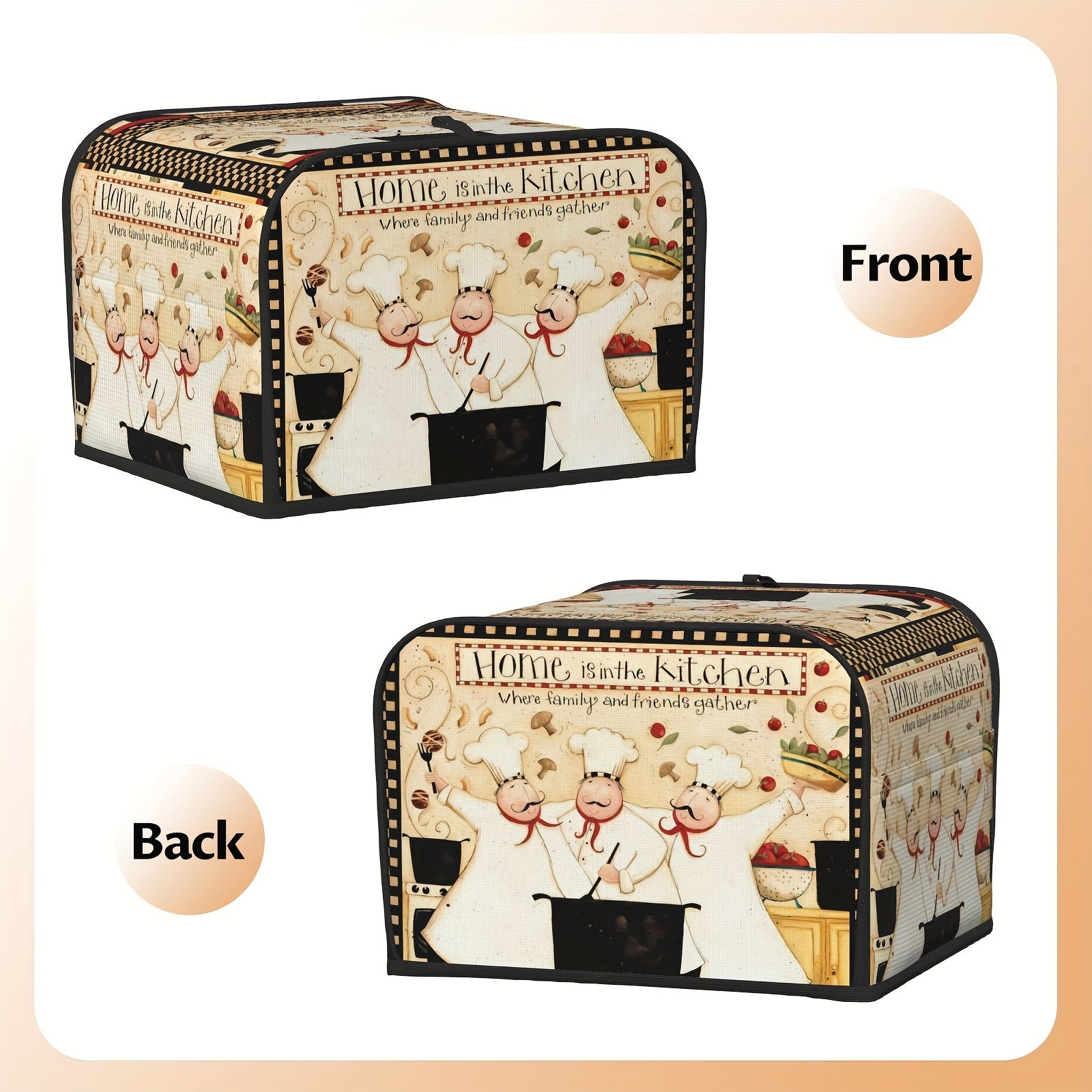 Винтажный чехол для тостера в стиле фермерского дома с забавной темой толстого шеф-повара - моющийся и пылезащитный чехол для стандартного тостера на 2/4 тоста с верхним крючком - 1 штука