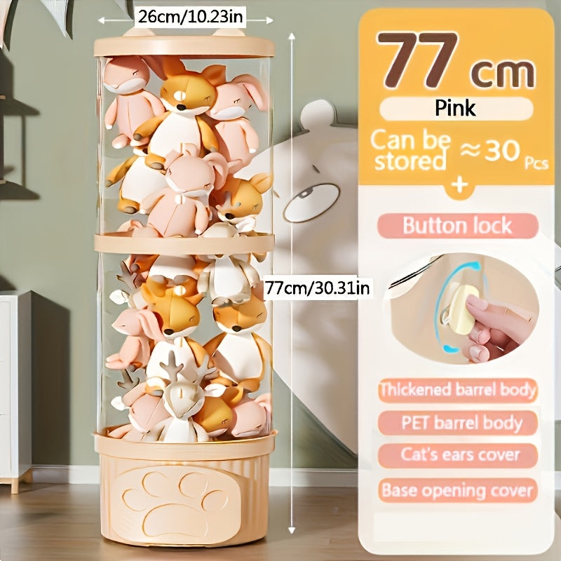 Estante de almacenamiento transparente con temática de animales, apilable, organizador de juguetes de peluche para sala de juegos y hogar