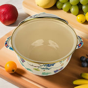 Enamel Soup Pot with Rose Ceramic Lid, Dual Handles, Dual-Tone Coating
