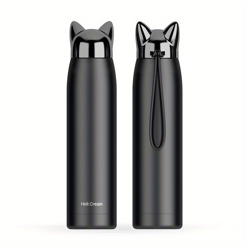 Insulated Travel Mug 320ml Stainless Steel Vacuum Cup with Cat Ears BPA Free Kawaii Design