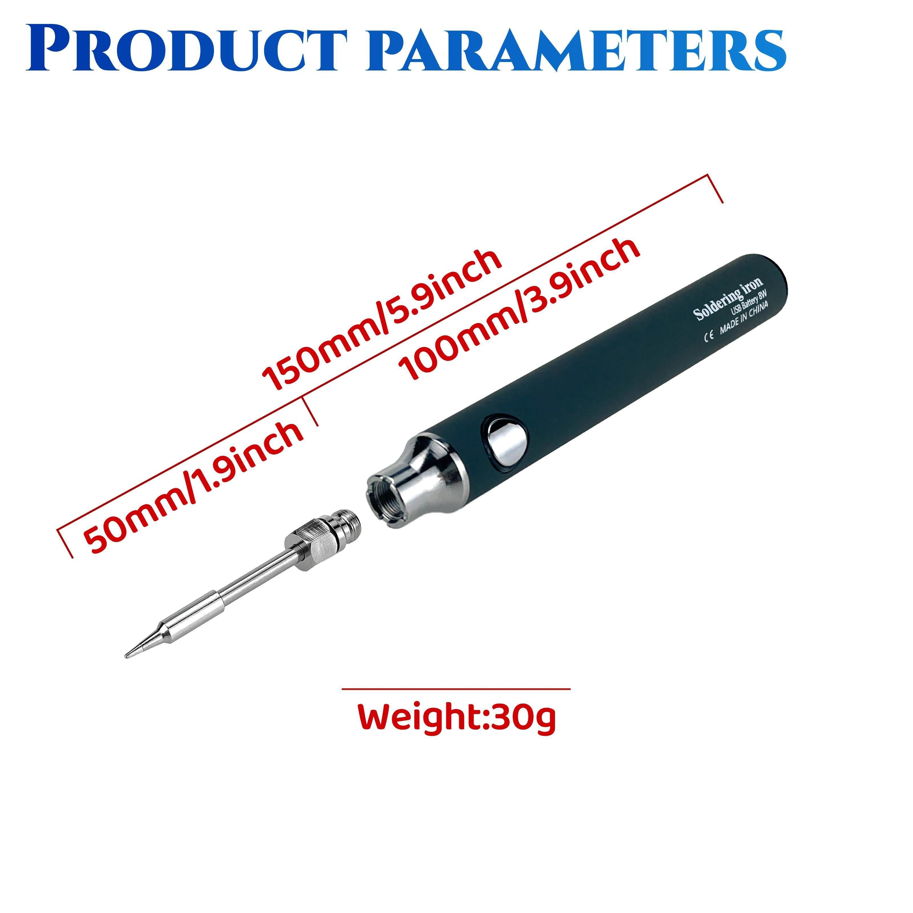 USB orqali zaryadlanadigan payvandlash temiri to'plami, yuqori isitish tezligi va oson ishlatish imkoniyati bilan, uyda yoki ochiq havoda DIY ta'mirlash uchun mos keladi, nichrome isitish elementi bilan.